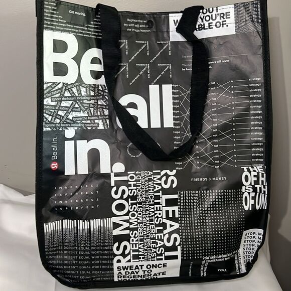 Lululemon Reusable Shopping Gift Bag Lunch Tote BE ALL IN Large - Picture 5 of 6